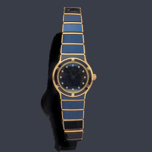 ETERNA Galaxi ref. A163 Ladie Gold & Blue con caja y brazalete en oro amarillo de 18 K.
