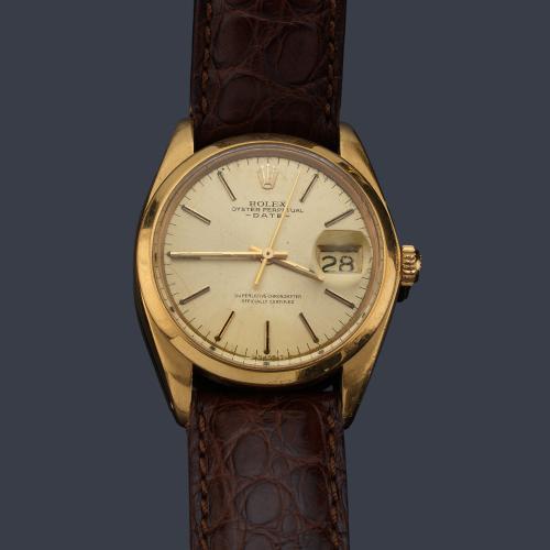 ROLEX Oyster Perpetual Date Superlative Chronometer Officially certified ref. 1500 para caballero con caja en oro amarillo de 18K.