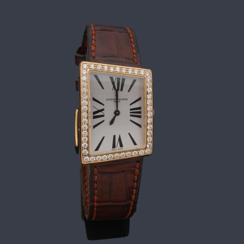 VACHERON & CONSTANTIN 1972 de caballero con caja en oro amarillo de 18 K con brillantes. Con estuche original.