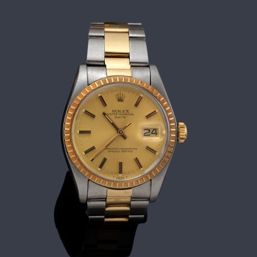 ROLEX Oyster Perpetual Date ref. 1505 superlative chronometer officially certified  Date para caballero en acero y oro de 18 K.