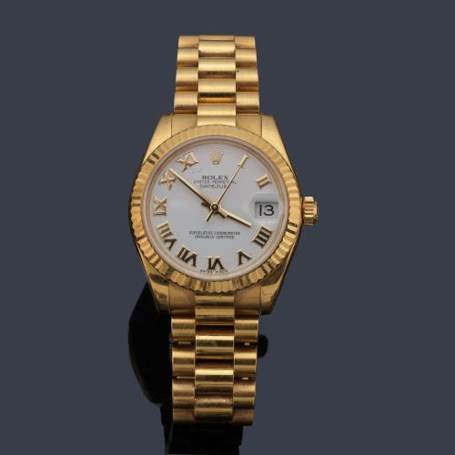  ROLEX Oyster Perpetual cadete Datejust Superlative Chronometer Officially Certified ref. 178278 con caja y brazalete en oro de 18K. Con documentación.