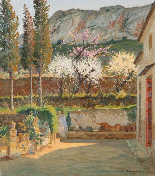 FRANCISCO CLIMENT MATA - Jardín con montañas al fondo