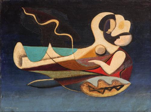 JOSE MORENO VILLA - Sin título. Pareja de amantes en la playa