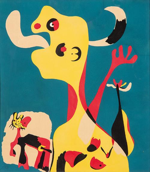 JOAN MIRÓ - Mujer y perro delante de la luna