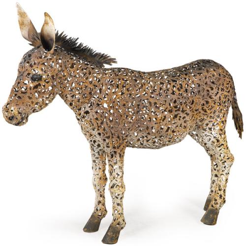 Gran burro jardinera de hierro forjado, calado.