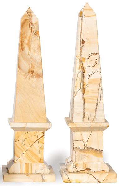 Pareja de obeliscos en jaspe paisaje S. XX.