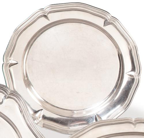 Fuente circular de servir de plata española punzonada 1ª Ley.