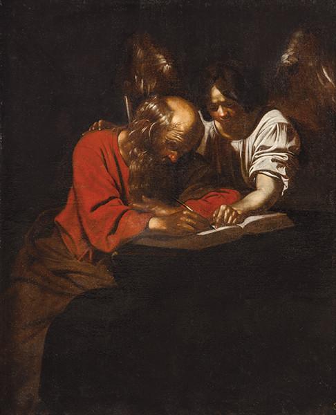 ATRIBUIDO A NICOLÁS REGNIER - San Mateo y el ángel