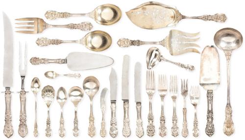 Cubertería de plata americana punzonada Ley Sterling modelo Francisco I de Reed and Barton mediados S. XX.