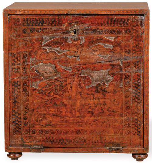 Stipo veneciano de madera recortada y pirograbada S. XVI