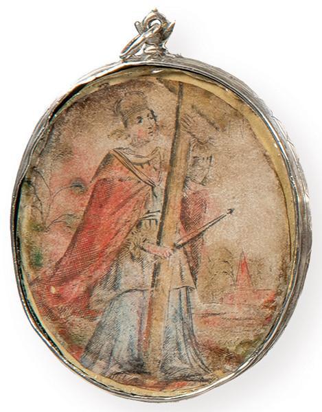  Relicario oval de plata española S. XVIII.