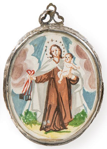  Relicario oval de plata española S. XVIII.