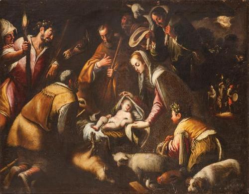  ESCUELA SEVILLANA S. XVII - Adoración de los pastores