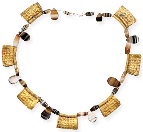  Collar greco chipriota de ágata y oro h. 1000 a.C.