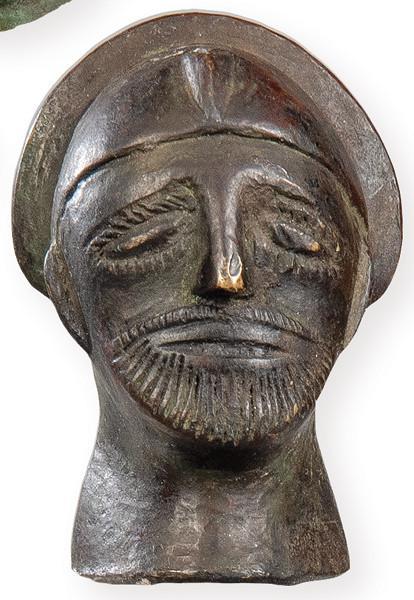  Cabeza másculina con casco en bronce, Celta en bronce S. I a.C-S. I d.C.