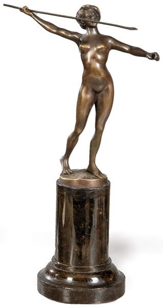  Rudolf Kucher escultura de lanzadora de jabalina en bronce