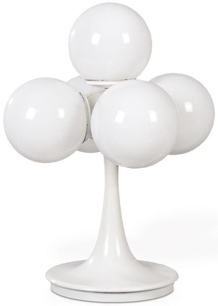 Lámpara de mesa de cinco globos de Lyma, España, ca. 1970, siguiendo el modelo de nueve globos que Max Bill ideó para Temde Leuchten en Suiza.