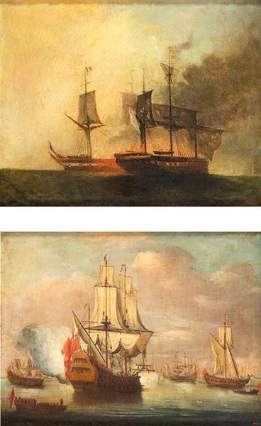  ESCUELA ESPAÑOLA S. XIX - Batallas navales