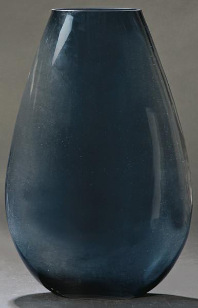  Jarrón ovoide plano de cristal de Murano ahumado h. 1970.