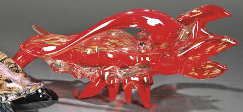 Langosta de cristal de Murano con inclusión de aventurina.