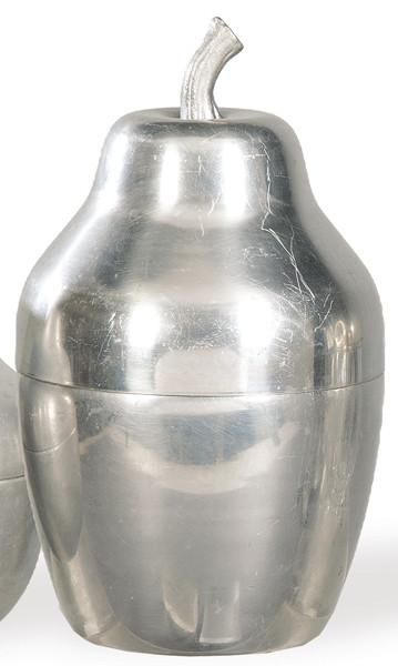 Hielera de metal en forma de pera h. 1960-70.