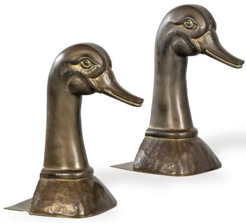 Pareja de sujeta puertas con cabeza de pato en bronce tipo Valenti h. 1960-70