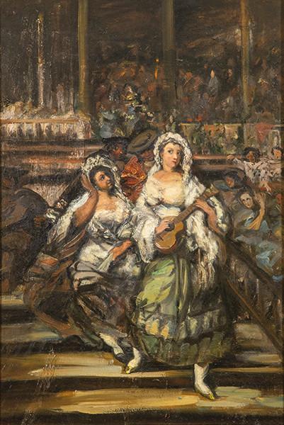  SEGUIDOR DE EUGENIO LUCAS VELÁZQUEZ S. XIX - Goyescas