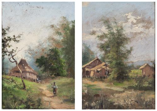 VICENTE RIVERA Y MIR - Pareja de paisajes