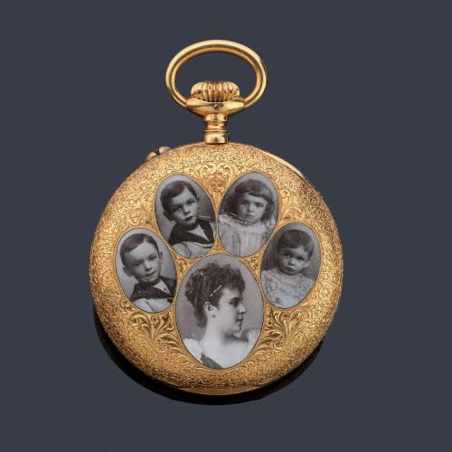 LONGINES, reloj lepin con caja en oro amarillo de 18 K con esmalte.