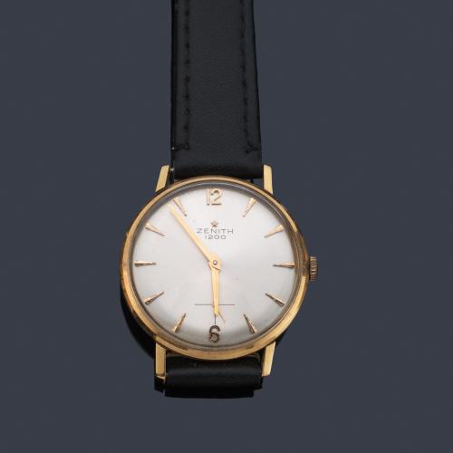 ZENITH de caballero con caja en oro amarillo de 18 K.