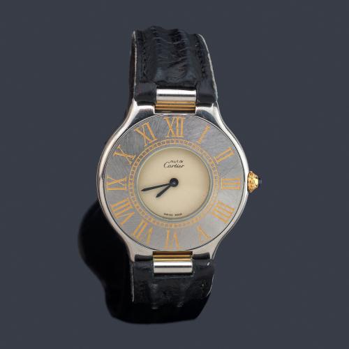  CARTIER Must 21 de señora con caja  en acero y oro de 18 K.