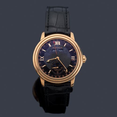  BLANCPAIN Leman Triple Calendario Fase Lunar  ref. 2763 serie limitada 84/300 de caballero con caja en oro rosa.