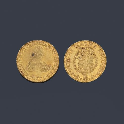 Fernando VI 8 escudos, Méjico 1756 MM