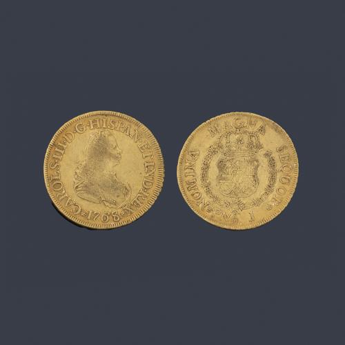 Carlos III 8 escudos, Popayán 1768 J