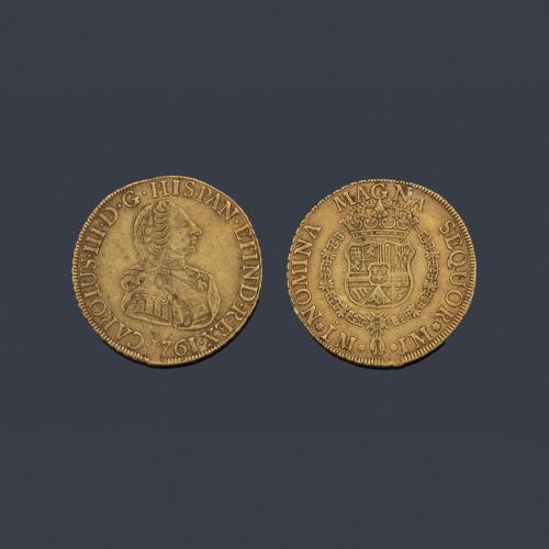 Carlos III 8 escudos, Lima 1761 JM