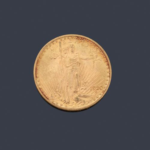 Moneda 20 dólares americanos en oro de 22 K.