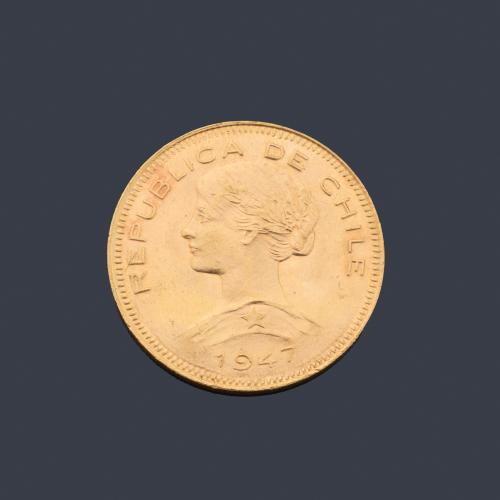 100 Pesos República de Chile en oro de 22 K.