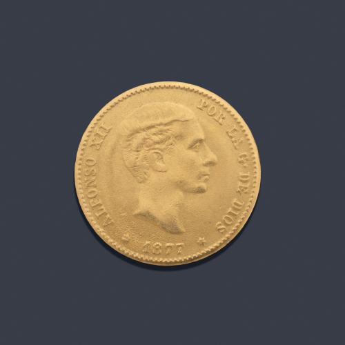 Alfonso XII 25 pesetas, Madrid 1877 DEM