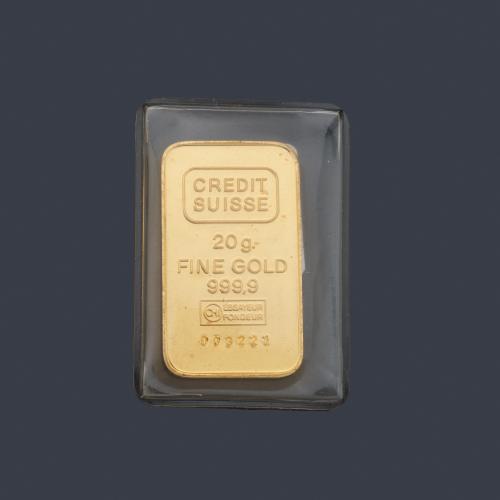 Lingote de 20 grs en oro de 24 K.