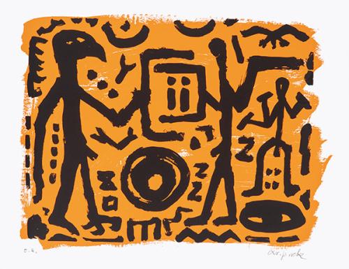 A. R. PENCK - Falkenkopf, Jäger und Adler