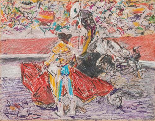 ESCUELA ESPAÑOLA S. XX - Escena taurina