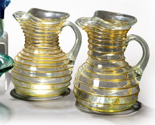 Pareja de jarras de cristal soplado mallorquín de Gordiola.