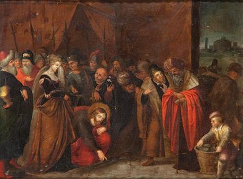  ESCUELA FLAMENCA S. XVII - Jesús y la mujer adúltera