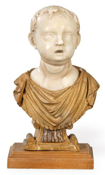 "Niño Romano" tallado en mármo bicolor S. XIX