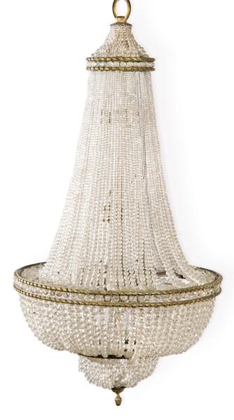 Lámpara de techo estilo Luis XVI de bronce dorado y cuentas de cristal tallado. S. XIX