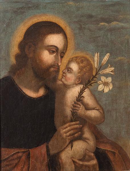 ESCUELA ESPAÑOLA S. XVII - San José con el Niño