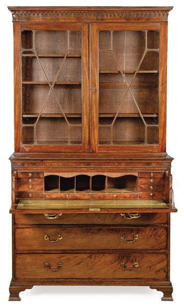 Buró bookcase Jorge III en madera de caoba