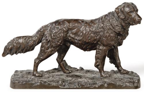 "Perro Setter" en bronce patinado S. XX.