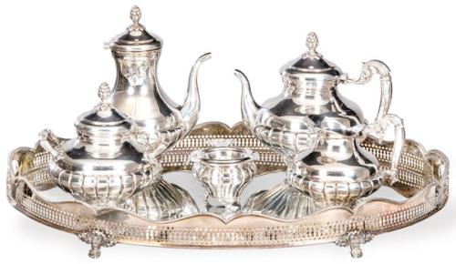 Juego de café y te de plata española punzonada 1ª Ley de Silver Gena.