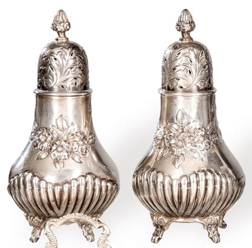 Pareja de azucareros de plata española punzonada Ley 925 de Pasgorcy.